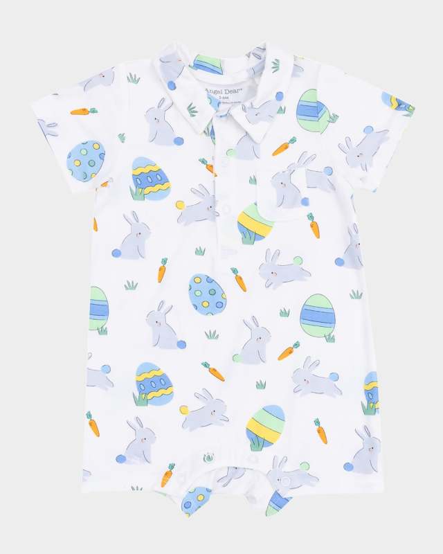 Boy's Easter Bunnies Polo Playsuit, Size 3M-24